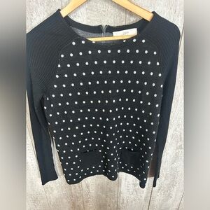 LOFT Black and White Polka Dot Sweater